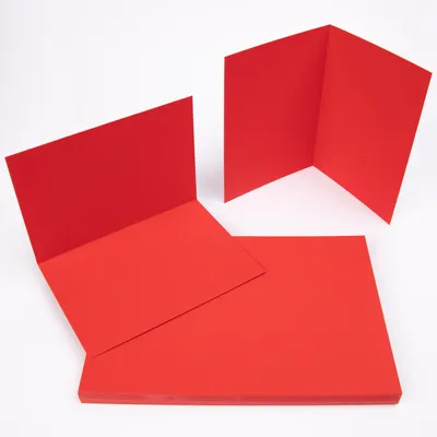 Produktbild von 50 x Klappkarten DIN A6 blanko Tonkarton Geschenkkarten - Rubin Rot