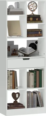 Produktbild von HOMCOM Bücherregal Standregal mit 9 Regalen, 1 Schublade, Aufbewahrungsregal mit Anti-Kippsicherung, Büroregal für Wohnzimmer, Büro, 60 x 26 x 158 cm, Weiß