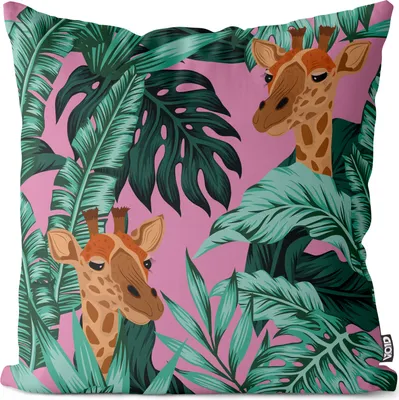 Produktbild von VOID Giraffe Urwald rosa Kissenbezug Kissenhülle Sofakissen Kissen Deko Outdoor-Kissen Dekokissen