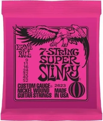 Produktbild von Ernie Ball Super Slinky 7-Saiter E-Gitarrensaiten Nickel 9-52
