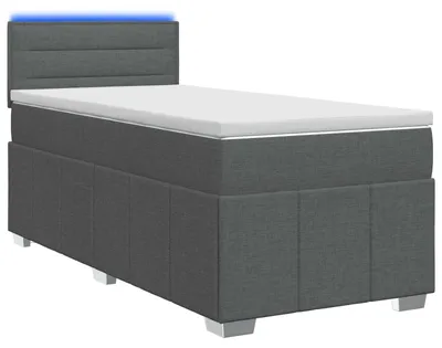 Zdjęcie produktu dla vidaXL Łóżko sprężynowe z materacem ciemnoszare 80 x 200 cm tkanina