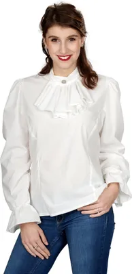 Produktbild von Jabot-Bluse mit Rüschen für Damen - Ecru Größe: 44/46