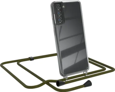 Produktbild von EAZY CASE Handykette kompatibel mit Samsung Galaxy S21 5G, Handyhülle mit Umhängeband, Handykordel, Schutzhülle Clear, Band in Grün