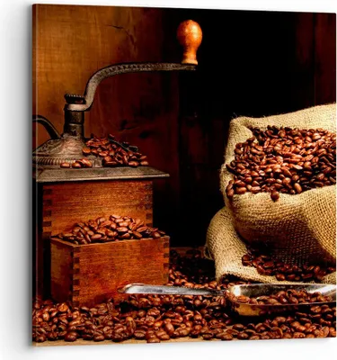 Produktbild von Bild auf Leinwand - Leinwandbild - Frühstück Schokolade Kaffee Bohnen - 70x70cm - Wand Bild - Wanddeko - Leinwanddruck - Bilder - Kunstdruck - Leinwand bilder - Wandkunst - AC70x70-2163