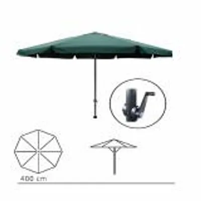 Produktbild von Sonnenschirm Alu Ø4m mit Kurbel mit Krempe Gartenschirm Sonnenschutz, Farbe:grün