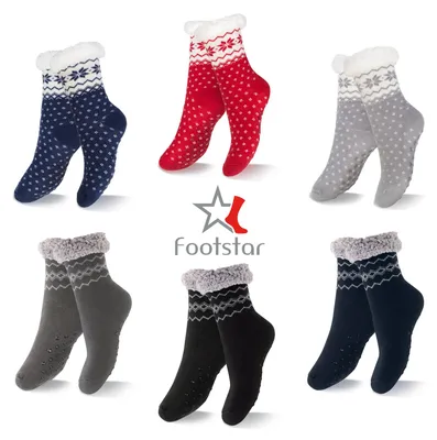 Produktbild von Footstar Damen und Herren Winter Haussocken (2 Paar) Kuschelsocken - Rot 43-46