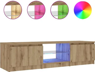 Image de vidaXL Armoire TV avec lampes LED Chêne Artisan 140x40x36 cm