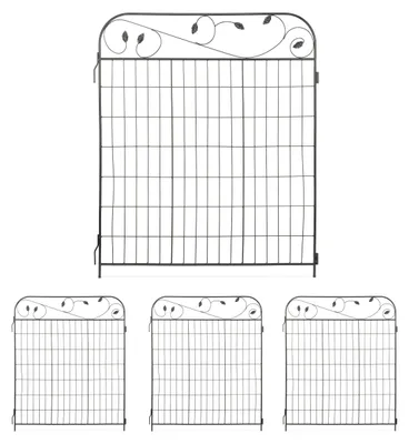 Obrázek produktu pro Ohraničení zahrady - Dělicí prvky do zahrady - Zahrada branka - Dekorace do zahrady - Sada 4 kusů - Černě lakovaná ocel - 375 cm