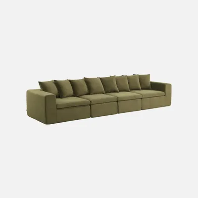 Produktbild von sweeek - Modulares 4-Sitzer Sofa mit Chenille-Bezug - Grün