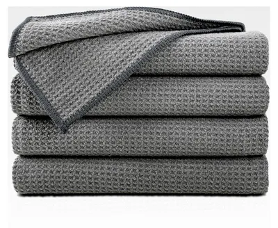 Produktbild von 4er-Set Mikrofaser Geschirrtücher - saugstarke und fusselfreie Waffelstruktur - 45x65 cm Küchenhandtücher - Standard 100 - Geschirrhandtücher (Anthrazit)