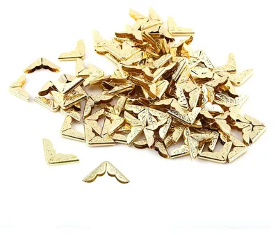 Metall-Bucheckenschützer 100 Stück, gold, 14x14 mm, Retro-Stil