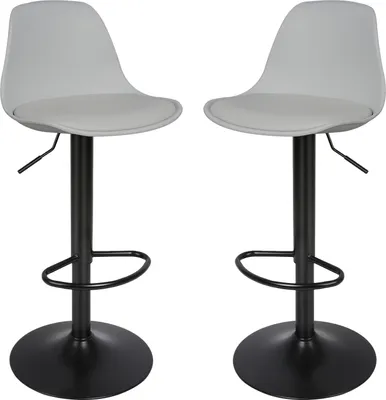 Produktbild von AOJU Barhocker, Kunstleder Grau, 2er-Set, drehbar, höhenverstellbar, B 0.33m H 1.02m, sehr dick gepolstert, rutschfester Bodenschutz
