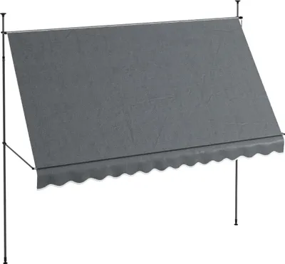 Obrázek produktu pro Terasová markýza – ručně výsuvná – 3,5 x 1,2 m – výškově nastavitelná 210–300 cm – poly-bavlna – tmavě šedá