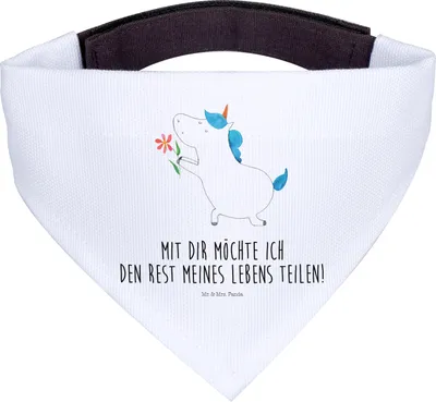 Produktbild von Mr. & Mrs. Panda Halstuch Für Hunde Einhorn Blume - Weiß - Geschenk, Hund, Unicorn, Ehe, Pärchen, Tuch, Einhörner, Bandana, Freundin, Liebe, Hunde-Halstuch