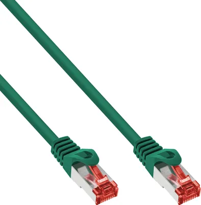 Produktbild von InLine Patchkabel, S/FTP (PiMf), Cat.6, halogenfrei, Kupfer, grün, 0,25m, 0,25 m, Cat6, S/FTP (S-STP), RJ-45, RJ-45, Grün