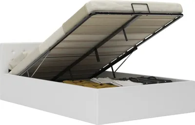 Obrázek produktu pro Rám postele zvedací úložný prostor bílý umělá kůže 120 x 200 cm