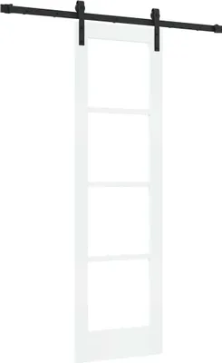 Image de Porte coulissante vidaXL ORKDAL, blanche, 61 x 198,5 cm, en pin massif et verre