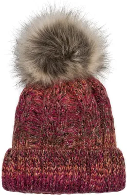 Produktbild von styleBREAKER Damen Strick Bommelmütze mit Zopfmuster Verlauf, Pailletten und Fleece Futter, Winter Fellbommel Mütze 04024170