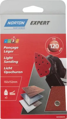 Image de Lot De 5 Patins Abrasifs Norton, 102X152 Mm, Grains 120