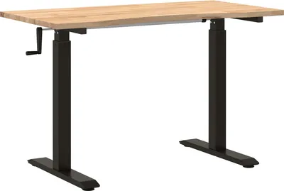 Zdjęcie produktu dla vidaXL Biurko czarne i naturalne 120 x 60 cm lite drewno dębowe