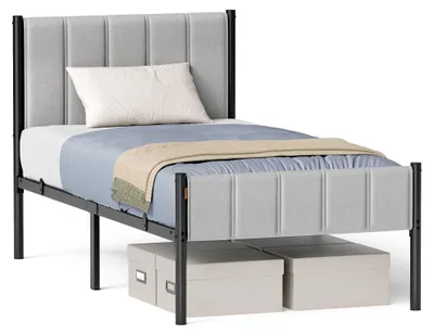 Obrázok produktu pre Rám postele VASAGLE, rozmery 90 x 200 cm, s čalúnenou opierkou hlavy, oceľový