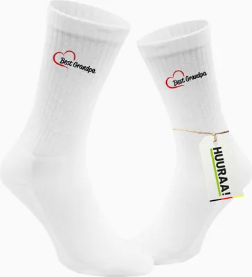 Produktbild von Huuraa Uni Socken Best Grandpa Heart 37/41 White Baumwolle Tennissocken Geschenkidee