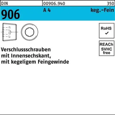 Produktbild von Reyher Verschlußschrauben DIN 906 A 4 M 12 x 1,5 A 4 (100 Stück)