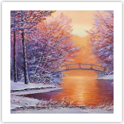 Produktbild von Poster - Poster ohne Rahmen - Brücke Schnee Wald - 50x50 cm - Wand Bild - Wanddeko - Wandbilder - Kunstposter - Wandposter - Bilder - Kunstdruck - Wanddekoration - Wandbild - P2XAC50x50-4545