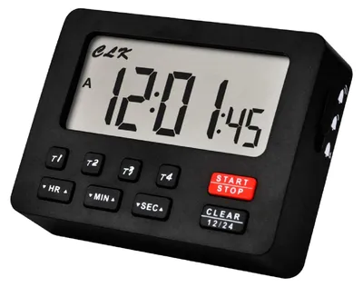 Digitaler Countdown-Timer, 4 Timer, Stoppuhr, Alarm, schwarz