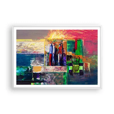 Produktbild von Gerahmtes Poster - Weißer Rahmen - Abstraktion modern - 100x70 cm - Wand Bild - Wanddeko - Wandbilder - Kunstposter - Wandposter - Bilderrahmen - Bilder - Kunstdruck - Wandbild - P2WAA100x70-3670