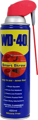 A can of WD-40 Smart Straw lubricant spray.