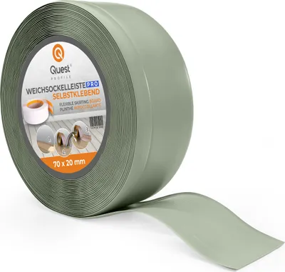 Produktbild von QUEST Weichsockelleiste 70x20mm, 5m, Flexibel Bodenleiste, Knickleiste, PVC Sockelleiste Knickleiste aus PVC Kunststoff, Flexible Fußleiste, hellgrün