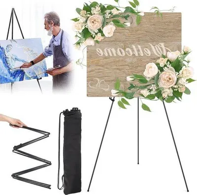 Produktbild von Malstaffelei – Großes, verstellbares Stativ für Hochzeitsplakate und Leinwandbilder – Tragbar und teleskopierbar