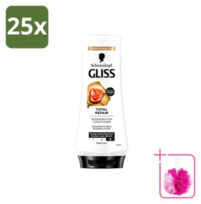 Obrázok produktu pre 25 kusov kondicionéru Schwarzkopf Gliss Hair Repair Total Repair, objem 200 ml, balenie s množstvom 25 kusov