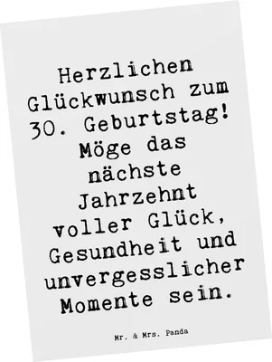 Produktbild von Mr. & Mrs. Panda Postkarte Spruch 30. Geburtstag Feier - Weiß - Geschenk, Happy Birthday, Glück, Ansichtskarte, Geburtstagsgeschenk, Geburtstagsdeko, 30 Jahre, Fotokarte