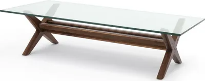 Produktbild von Casa Padrino Luxus Couchtisch Braun 160 x 80 x H. 40,5 cm - Rechteckiger Massivholz Wohnzimmertisch mit Glasplatte - Luxus Wohnzimmer Möbel