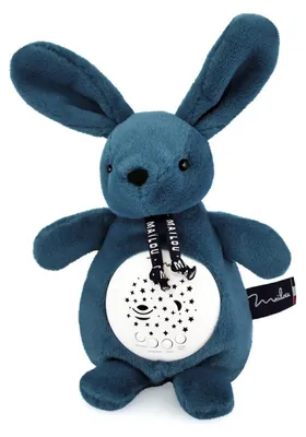 Productafbeelding van Dorlotin Nachtlampje in de vorm van een konijn, met muziek en projectiefunctie, blauw (19 cm)