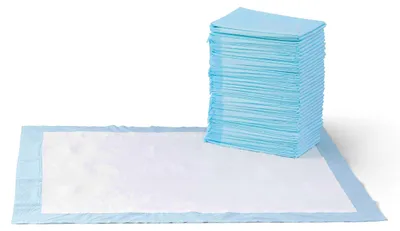 Produktbild von Amazon Basics Trainingspads für Hunde und Welpen, auslaufsicheres 5-lagiges Design mit schnell trocknender Oberfläche, XL (60 Stück), Blau