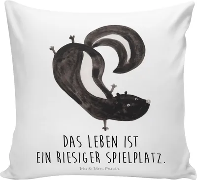 Produktbild von Mr. & Mrs. Panda Kissen 40x40 Stinktier Handstand - Weiß - Geschenk, Zierkissen, Skunk, Sofa, Spielplatz, Stinker, für, Raubtier, Polster, Deko, Wildtier