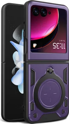 Obrázek produktu pro Pouzdro pro Motorola Razr 50 dvojvrstvé odolné pouzdro s kruhovým stojánkem na prsten Fialová