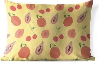 Produktbild von MuchoWow® Outdoor Kissen - Obst - Rot - Gelb - Muster - 50x30 cm - Wetterfest - Lounge Kissen - Sofa kissen - Wohnzimmer Dekoration