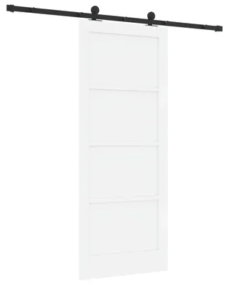 Produktbild von Schiebetür Weiß und Schwarz 83 x 202 cm Massives Kiefernholz