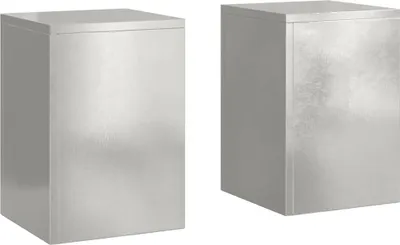 Two identical silver plant stands are shown side-by-side against a white background.