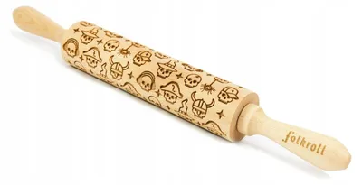Obrázek produktu pro Folkroll Váleček na těsto vzor lebky gravírovaný 37 cm