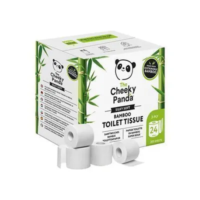 Obrázok produktu pre Toaletný papier, biely, bambusový, 3-vrstvový, malá rolka, 24 roliek, CHEEKY PANDA PFTOILT24
