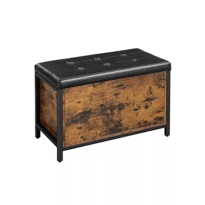Produktbild von In And OutdoorMatch Truhenbank Industrial Jarred - Bank mit Stauraum - Bettkasten - Mit Deckel - Schwarz/Braun - 80x40x50cm