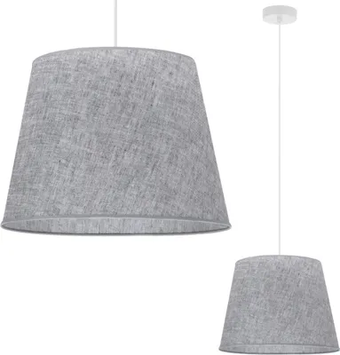 Produktbild von Hängelampe, Leinenkegel, weiß, 1 flach, grauer Lampenschirm L03 38 cm
