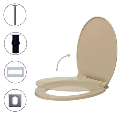 Produktbild von Toilettensitz mit Absenkautomatik Softclose Quick-Release Klodeckel Beige Oval