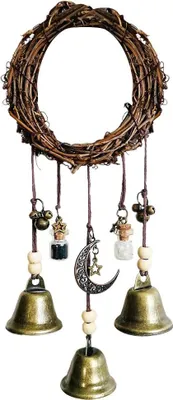 Obrázok produktu pre Čarodejnica Wind Chimes Wreath Handmade Čarodejnica Bells Ochrana dverí Závesné čarodejnice Zvony Wind Chimes pre domáce dvere