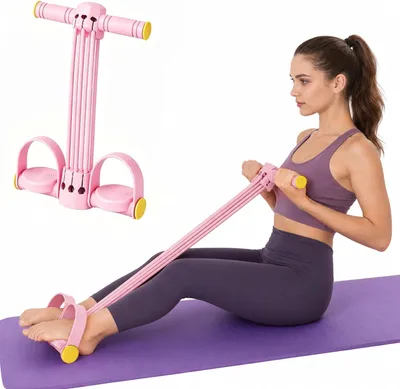 Image de Bande de résistance avec 6 tubes renforcés, poignées en mousse réglables, multifonctionnelle, 1 pièce, pour